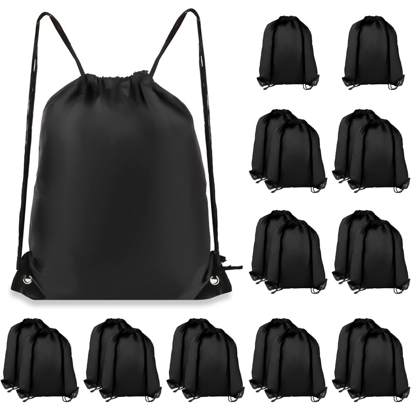Drawstring Backpack 20Pcs Drawstring Bags, Draw String Back Bag Drawstring Bags Bulk for Sports, Gym, Travel, Swimming, Beach (Black)
