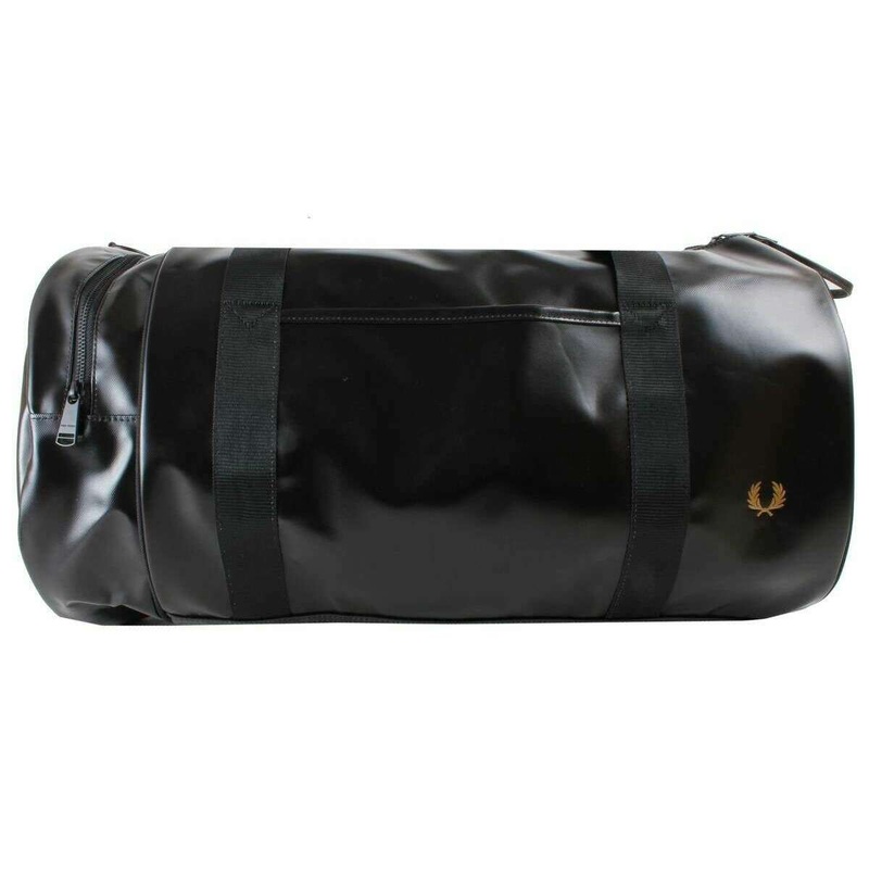 Fred Perry Large Tonal Barrel Bag - Black/Gold