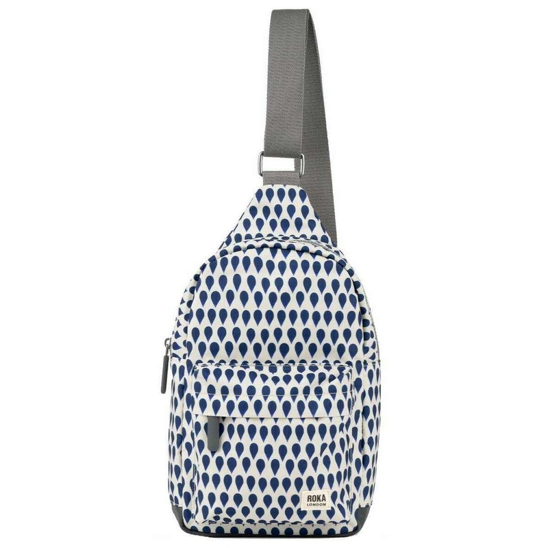 Roka Willesden B Large Denim Rain Recycled Canvas Scooter Bag - Blue/White
