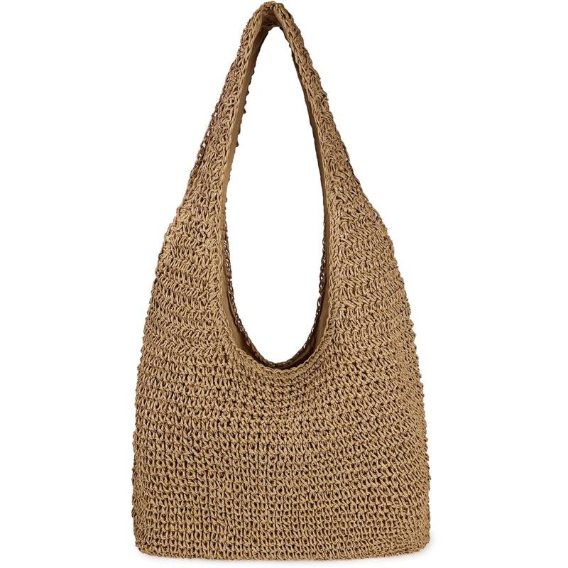 Women Large Straw Beach Bag Handmade Woven Shoulder Bags Hobo Tote Handbag Purse for Summer