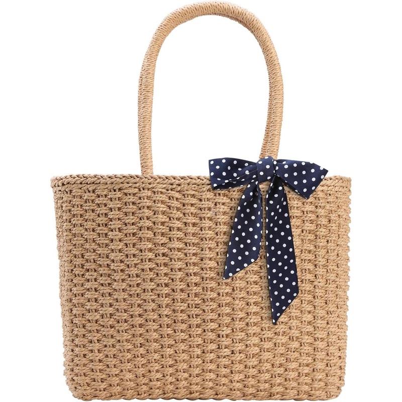 YXILEE Zipper Straw Bags for Women | Straw Purse Woven Womens Handmade Weaving Summer Handbag for Travel Beach