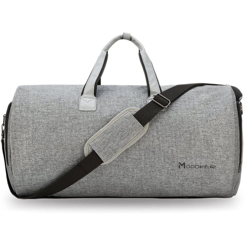 2 In 1 Convertible Travel Garment Bag with Shoulder Strap and Shoe Compartment, Grey