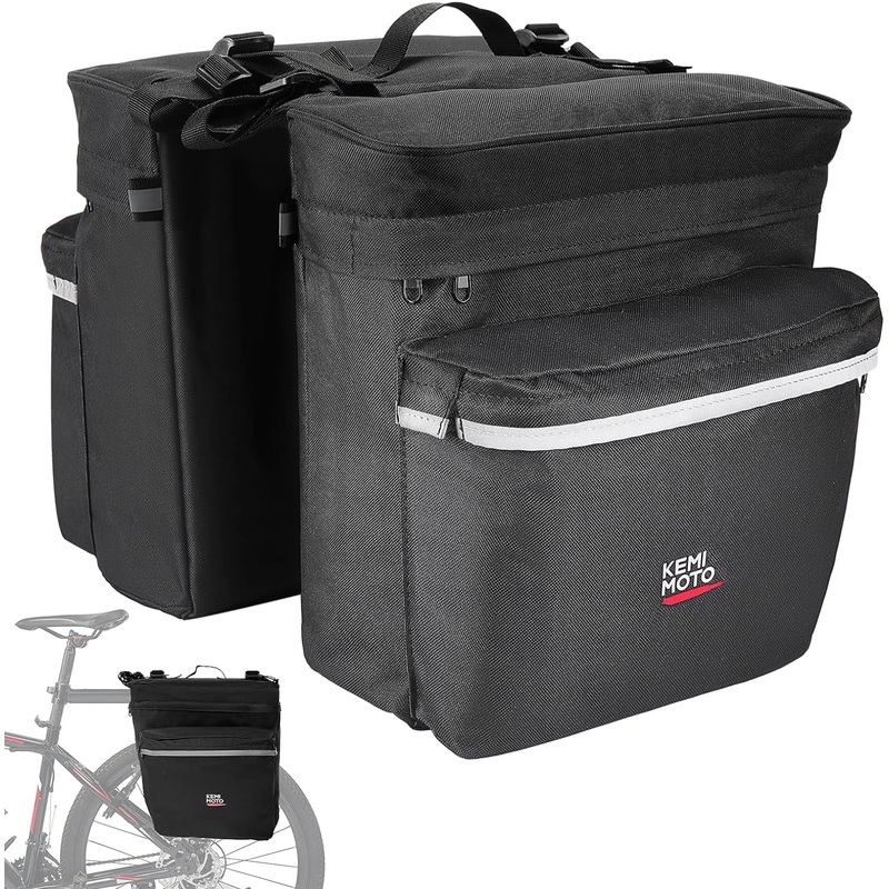 34L Bicycle Trunk Grocery Pannier Bag with Rain Cover & Reflective