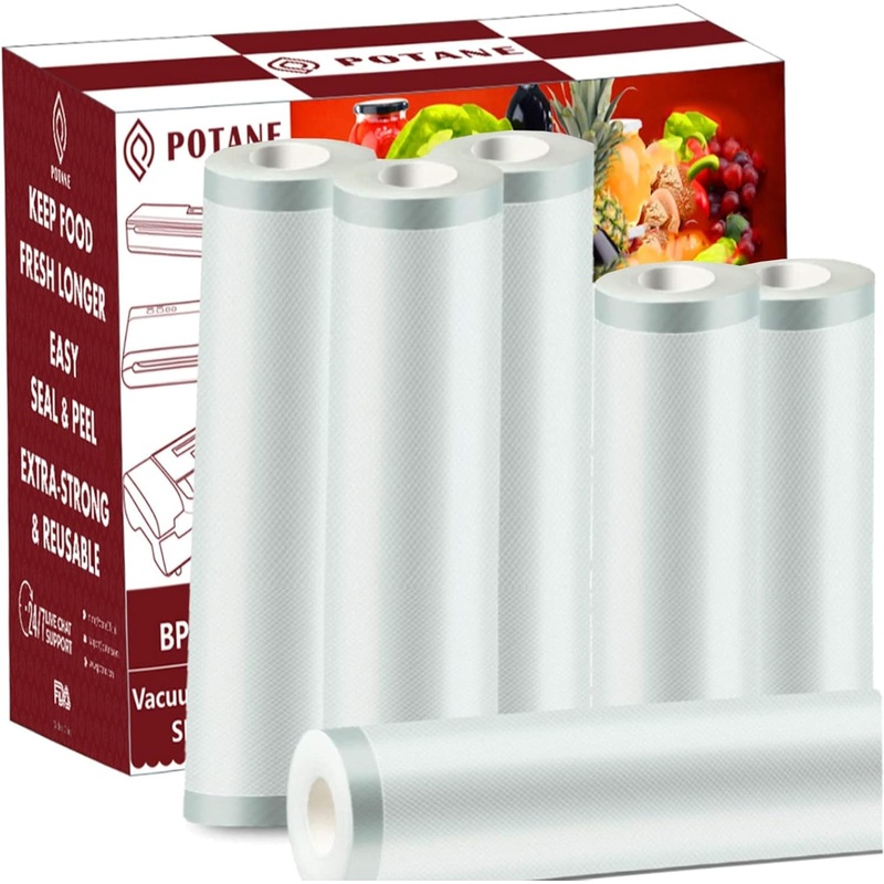6 Pack Heavy Duty Vacuum Sealer Rolls, Puncture Prevention, Bpa-Free for Food Storage & Sous Vide
