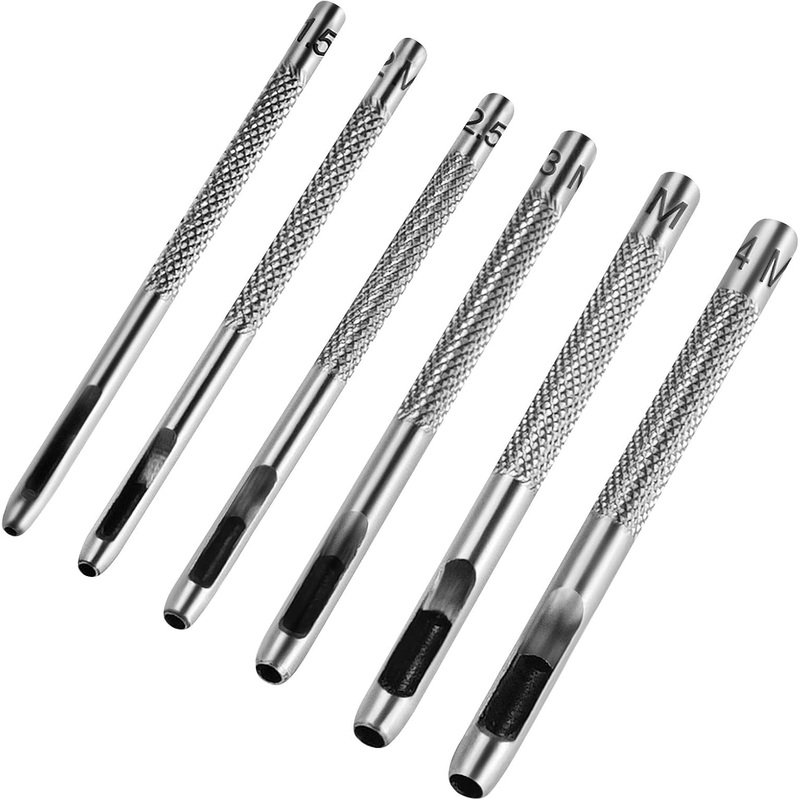 6-Piece Leather Hole Punch Set for Watch Straps & Detailed Leather Work