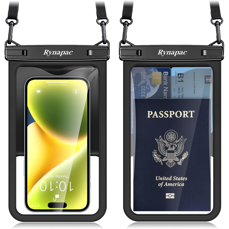 8.5in IPX8-Rated Waterproof Phone Pouch with Lanyard for iPhone/Galaxy Phones, 2 Pack