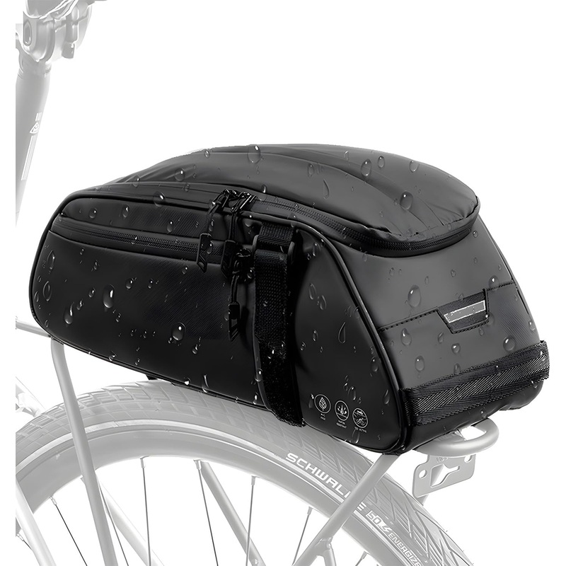 8L Water Resistant Reflective Bike Rear Rack Bag With Shoulder Strap
