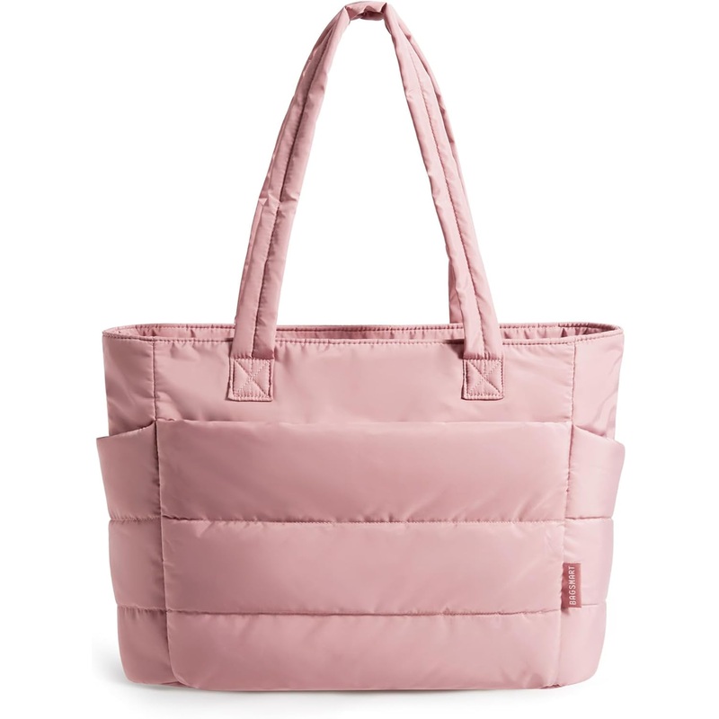 BAGSMART Tote Bag for Women, Lightweight Puffy Tote Bag with Compartments, Quilted Shoulder Bag Handbag for Travel, Work