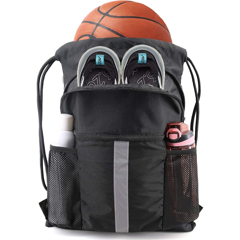 Basketball Backpack with Shoe Compartment, Drawstring Sports Gym Bag