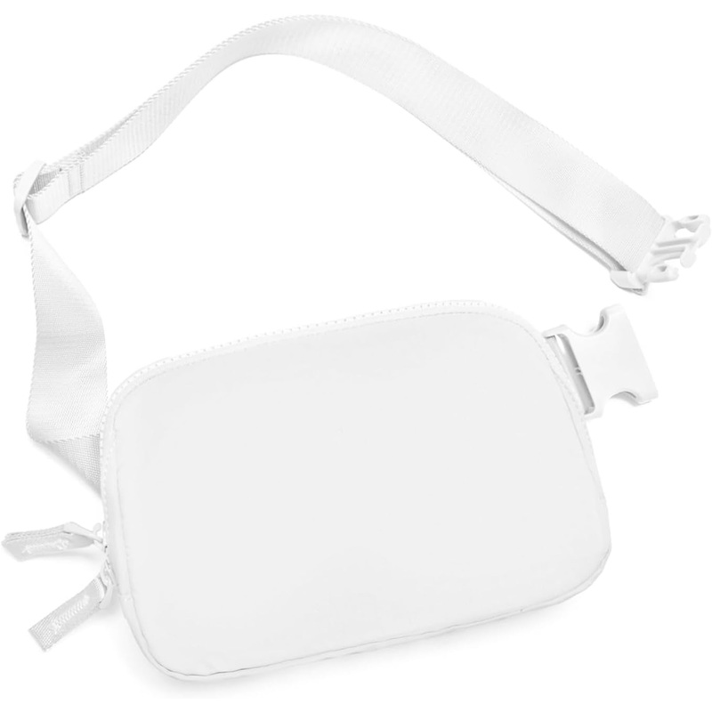 Belt Bag for Women Two-Way Zipper Cross Body Fanny Pack Fashion Waist Packs Everywhere Belt Bag with Adjustable Strap Gifts for Teen Girls Women Men (White)