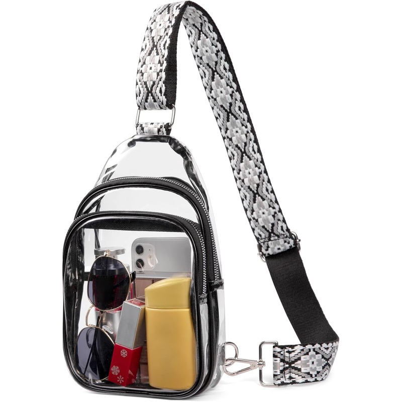 Clear Crossbody Bag with Adjustable Strap for Concerts, Stadium Events & Airport Security Check
