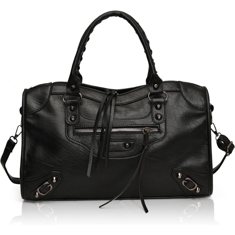 Crossbody Tote Bag for Women  Rivet Studded Hobo Shoulder Purse, Trendy Goth Work Boston Bag