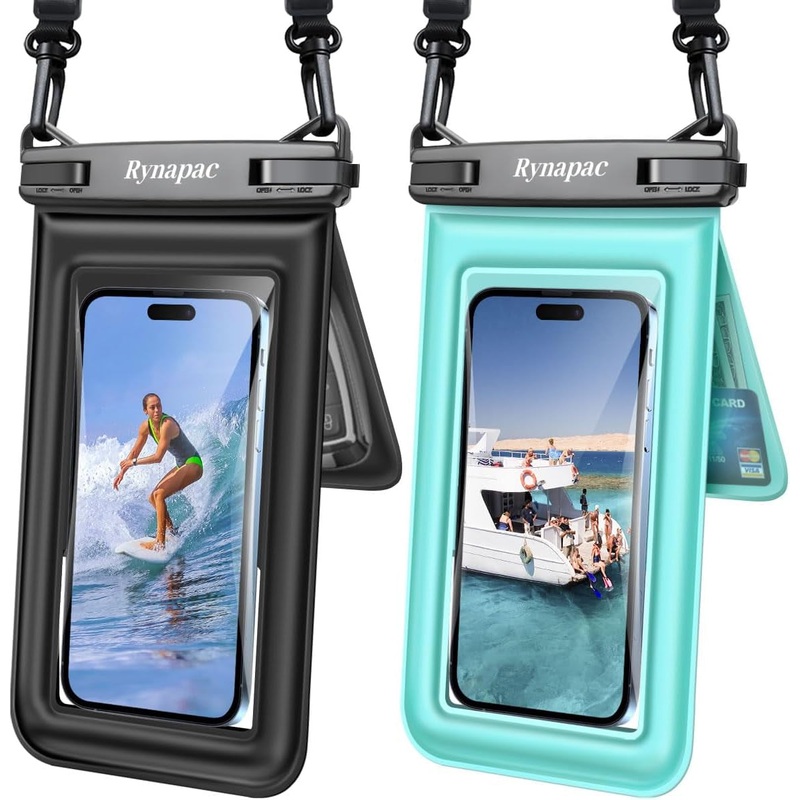 Double Bags Waterproof Phone Pouch with Lanyard,  Up to 8.5'', IPX8-Certified, 2 Pack