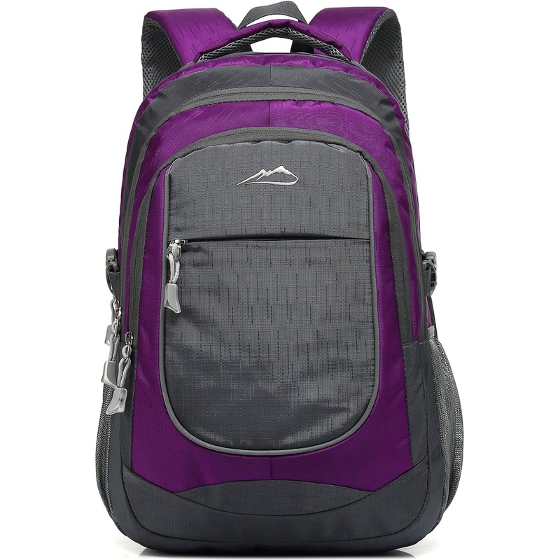 Proetrade Backpack Bookbag for College Sturdy Travel Business Hiking Fit Laptop up to 15.6 Inch Multi Compartment Gifts for Men Women Night Light Reflective (Purple A)