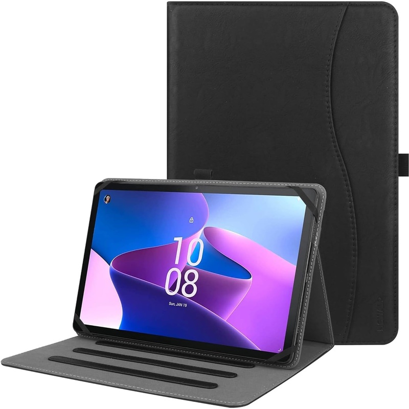 Universal 9",9.7",10.1",10.2",10.5",10.9",11" Tablet Case,Multi-Viewing Angels Stand Folio Case Cover with Handstrap for for Ipad, Samsung,Other 9-11 Inch Tablet,Black
