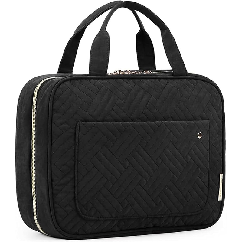 Waterproof Toiletry Bag with Hanging Hook, Large Capacity Travel Makeup Organizer, Black