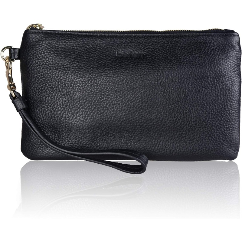 Women's Genuine Italian Leather Clutch Wallet with Wristlet