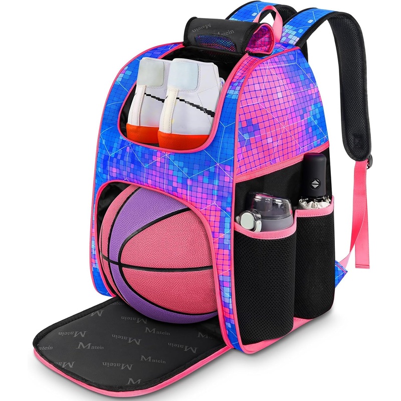 Basketball Bag with Ball Holder & Shoe Compartment for Volleyball, Football & Training Equipment, 35L