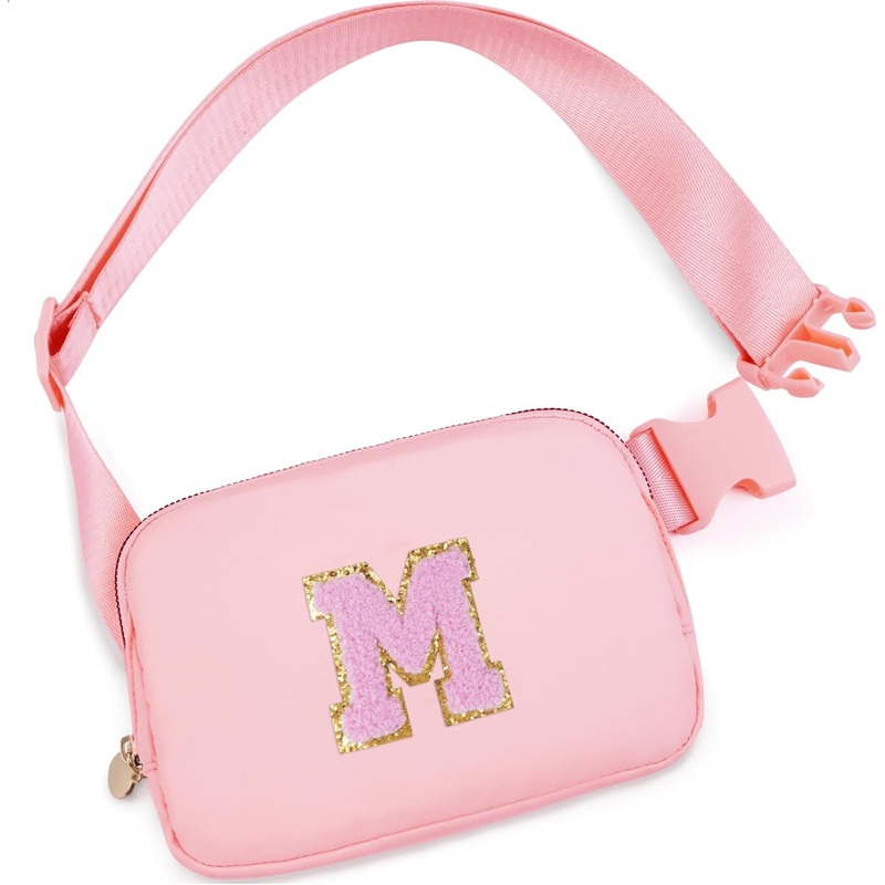 Dance Bag for Girls Peach Crossbody Bags Kids Letters Fanny Pack