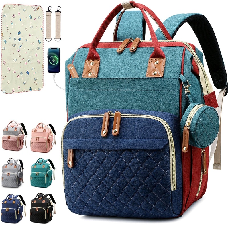 Diaper Backpack with Changing Pad & Stroller Straps for Travel