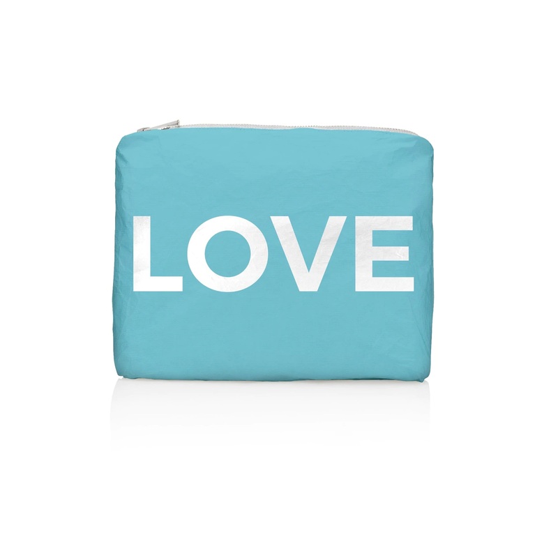 HI Love Medium Zipper Pack in Capri Sea Blue with White LOVE
