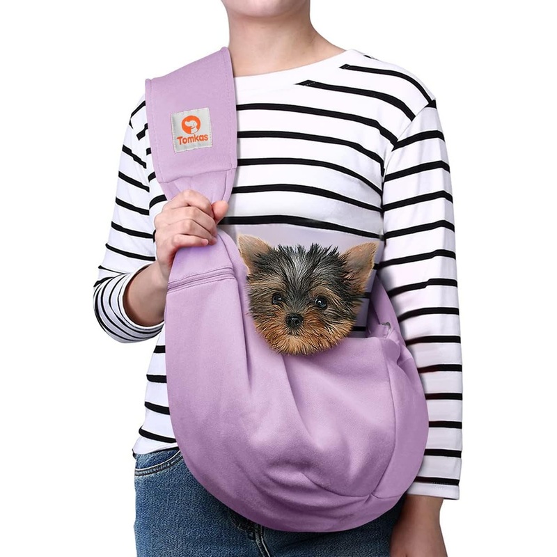 Small Dog Sling Carrier with Zipper Pocket Safety Buckle and Adjustable Strap for Pet Up to 3-10 lbs