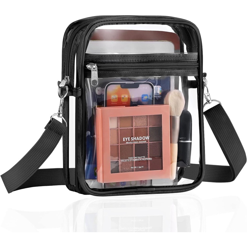 Stadium Approved Clear Crossbody Bag with Adjustable Strap, Shoulder Bags for Concerts Sports Events