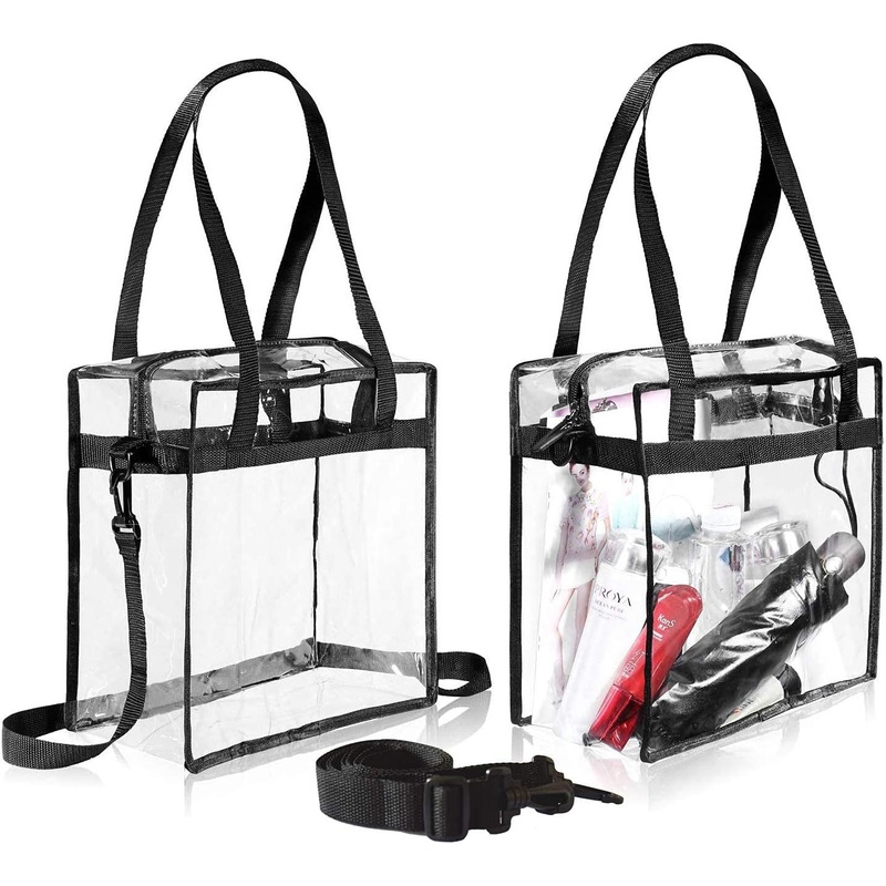 Stadium-Approved Clear Tote Bag with Zipper, Crossbody Shoulder Bag with Adjustable Strap