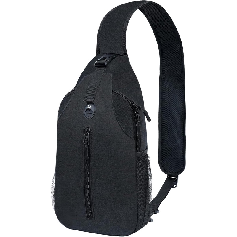 Travel Sling Bag with Water Bottle Pocket Crossbody Hiking Chest Bag