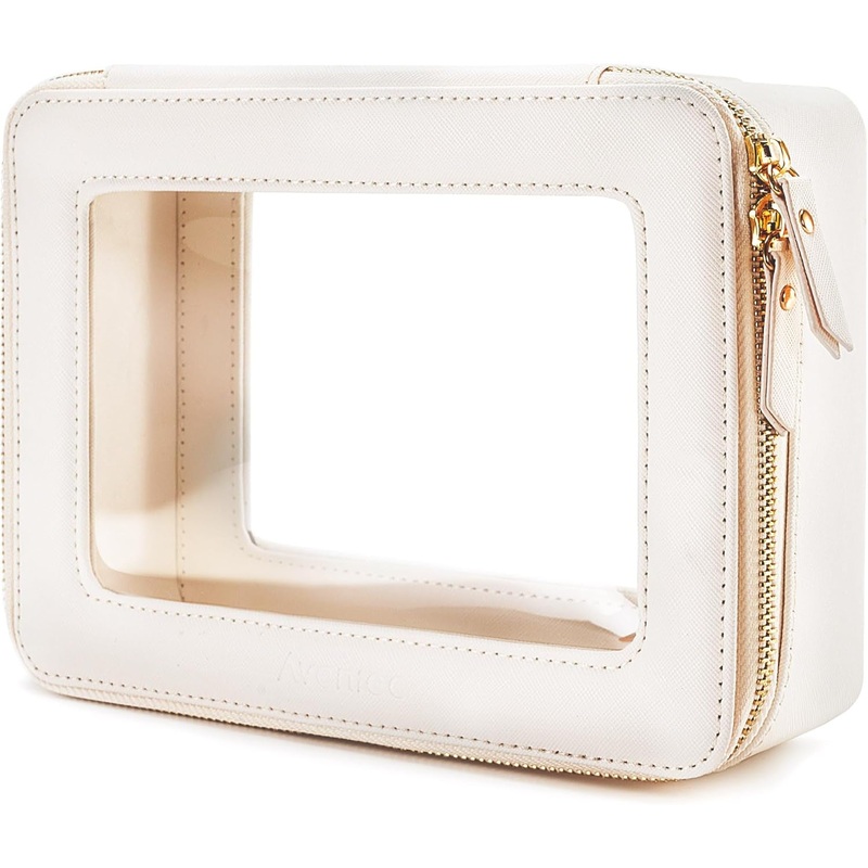TSA-Approved Clear Makeup Bag, Travel Toiletry Organizer for Women, White