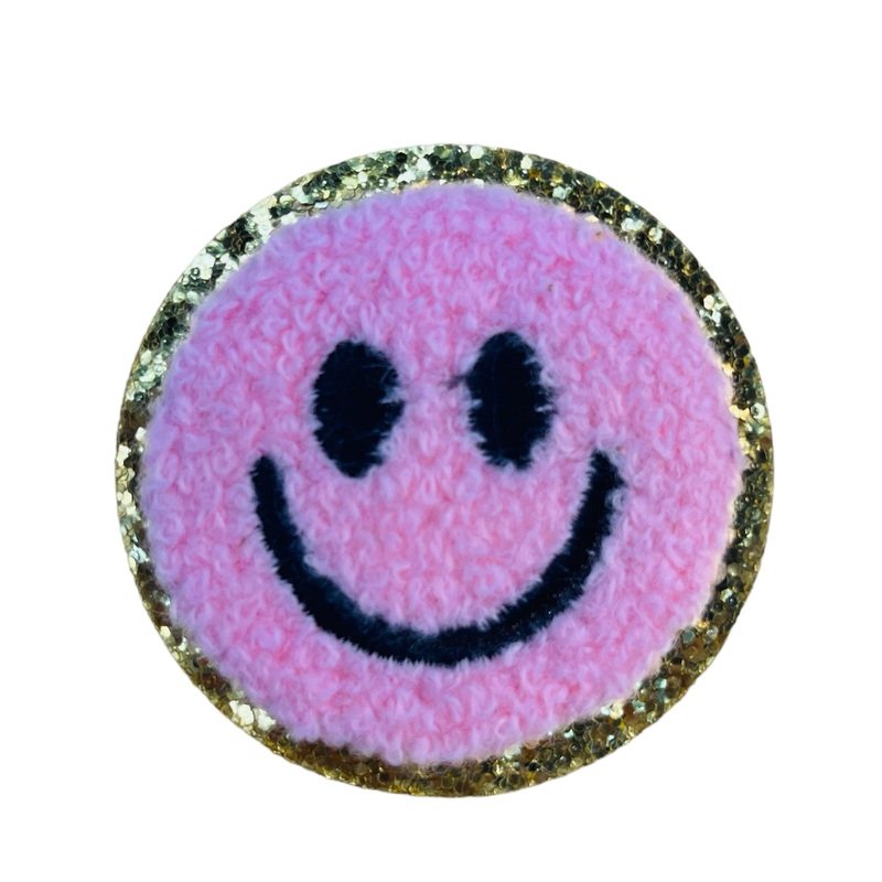 Varsity Happy Face Patch - Soft Pink
