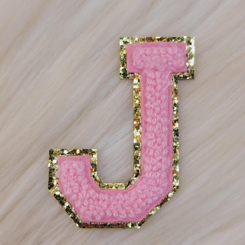Varsity Letter Patch J - Soft Pink