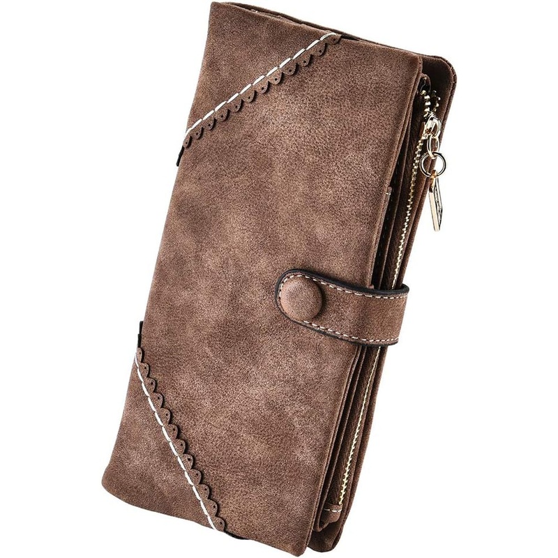 Vegan Leather Clutch for Women, Large Capacity Bifold Wallet