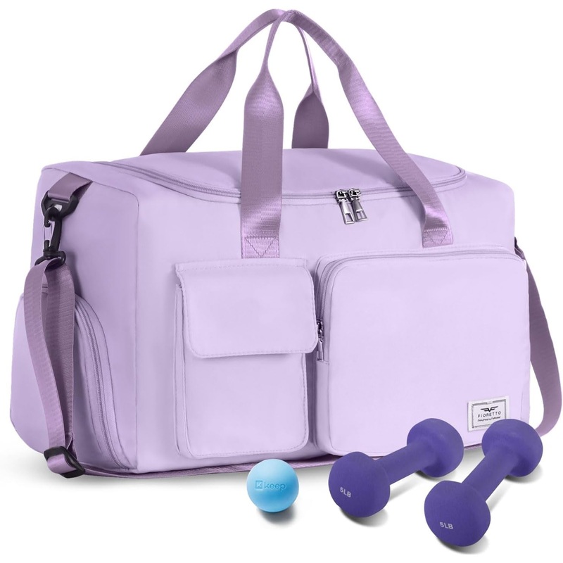 Women's Gym Duffle Bag with Shoes Compartment & Wet Pocket, 37L Capacity