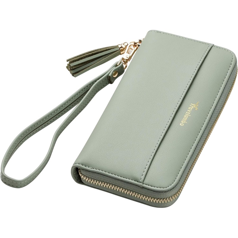 Womens Tassel Bifold Long Purse Ladies Wristlet with zipper