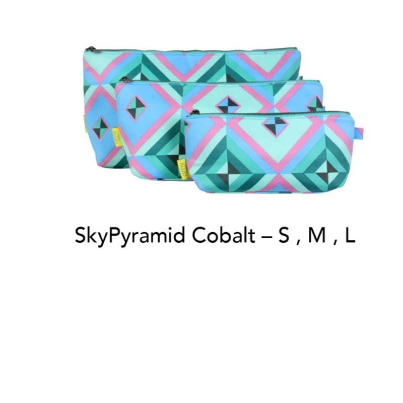 Amy Butler Medium Cosmetic Bag  -  Sky Pyramid Cobalt