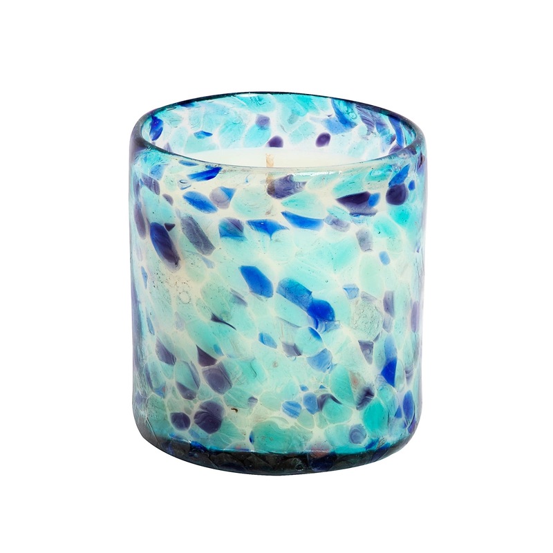 Aqua De SOi Confetti Collection Artisan Hand Blown Glass 20oz Soy Candle - Blue Confetti LIMITED EDITION