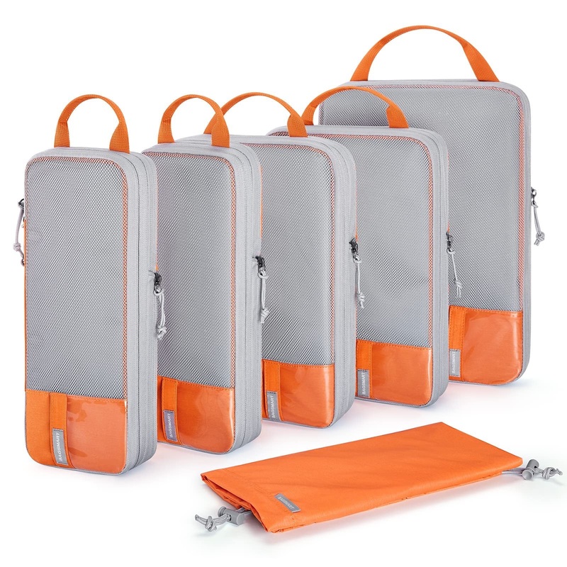 Bagsmart Compression Packing Cubes 6 Piece Set - Orange