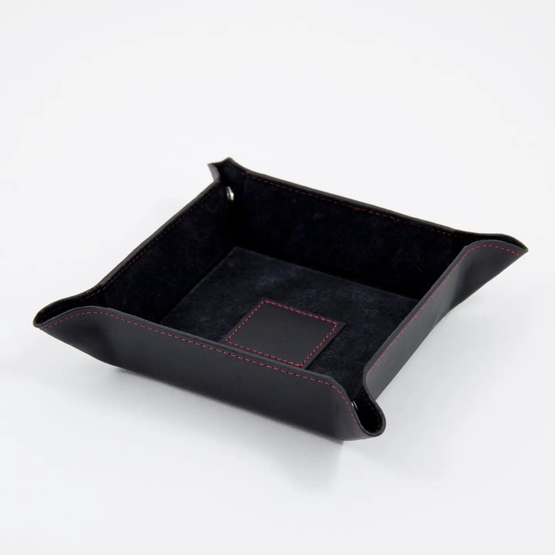 Bey Berk Leather Snap Tray - Black/Black