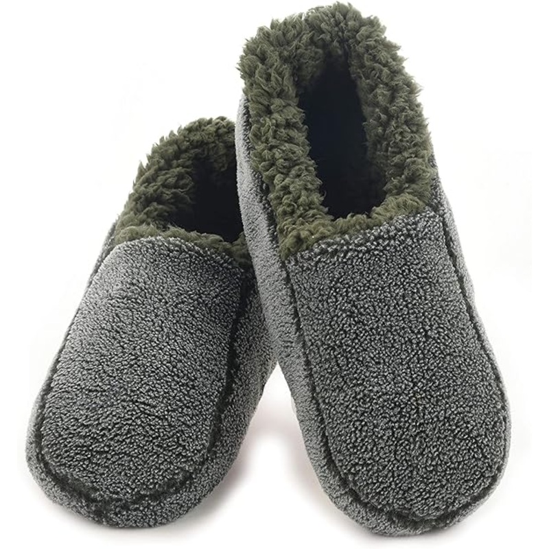 Snoozies Men's. 2 Tone Travel Slippers L Green