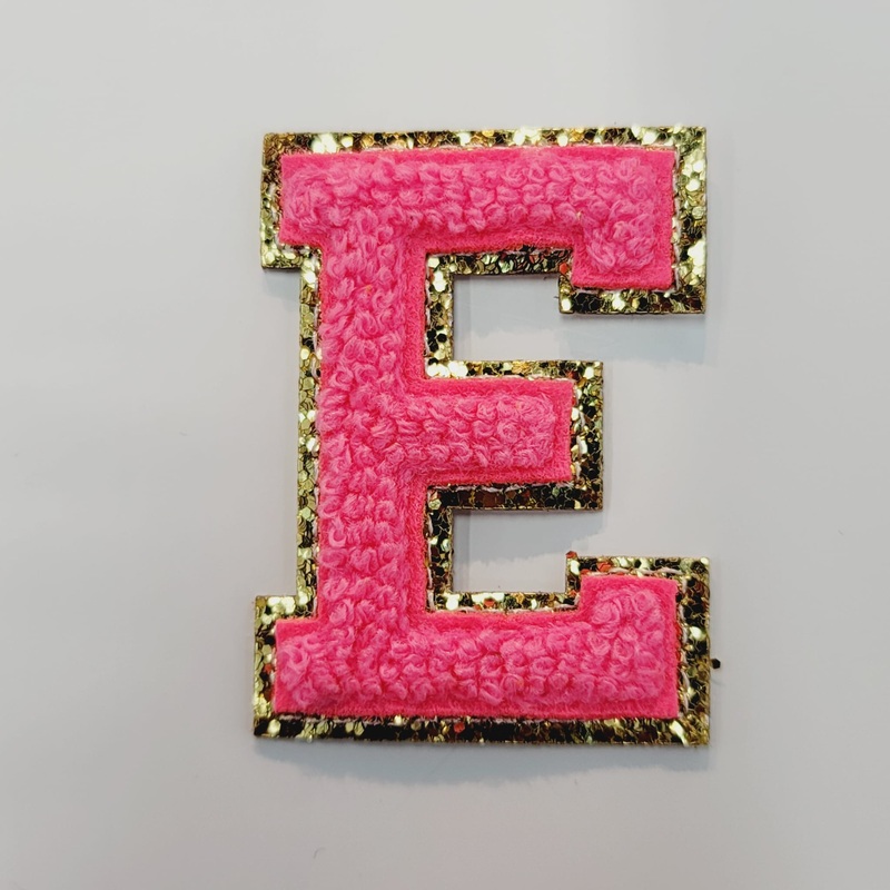 Varsity Letter Patch E - Hot Pink