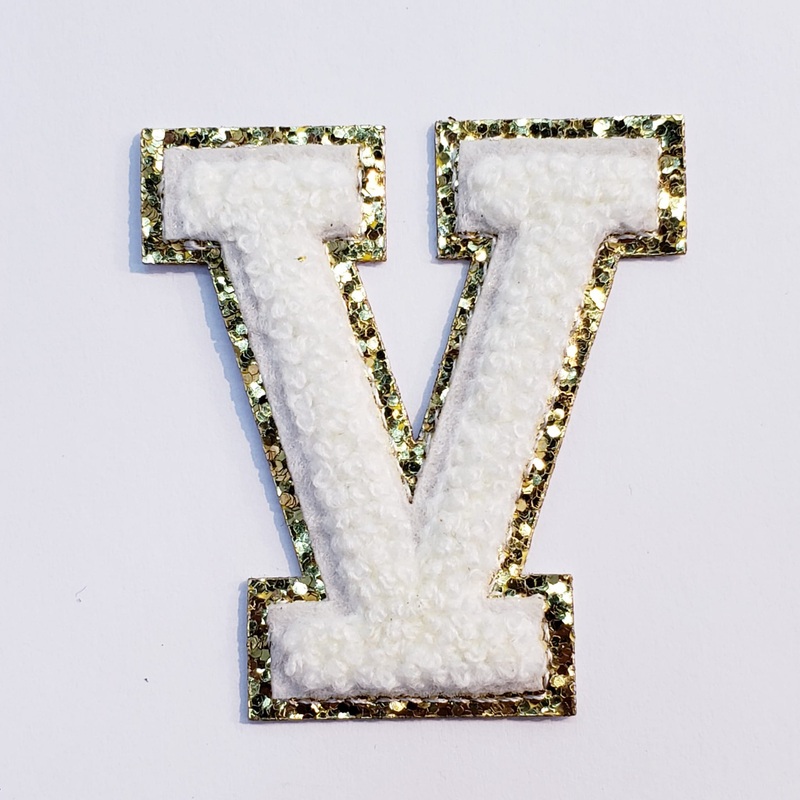 Varsity Letter Patch V  - White