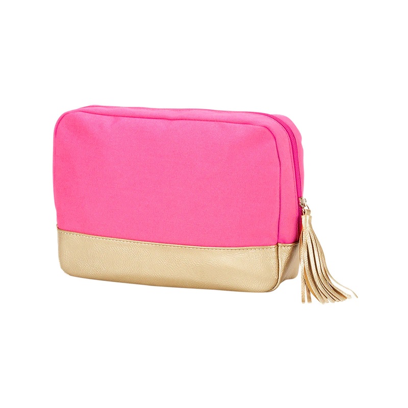 Viv & Lou Cabana Cosmetic Bag -Hot Pink/Gold