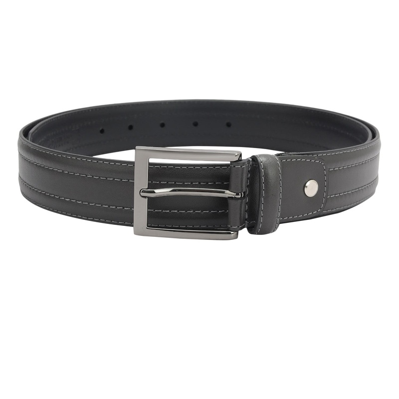 Casual Plain Leather Mens Belt - Grey