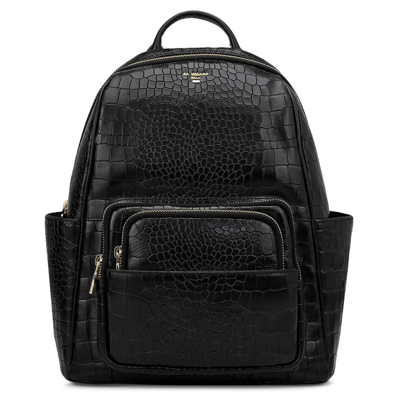 Croco Leather Backpack - Black