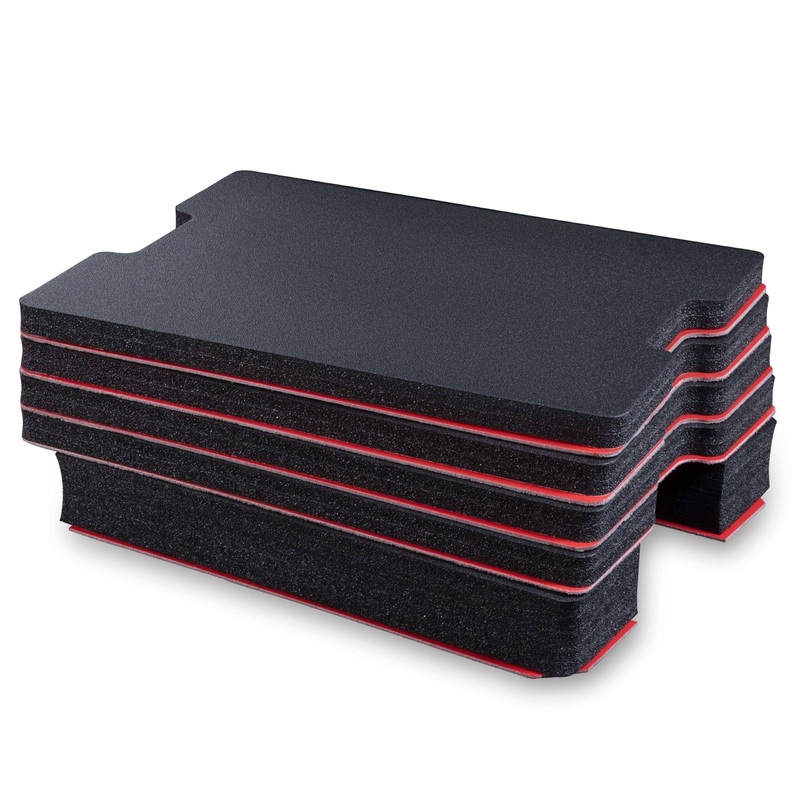 Pelican 1610 Tool Foam Kit (Set of 5 Black Foam Inserts with Red Plastic Backing)