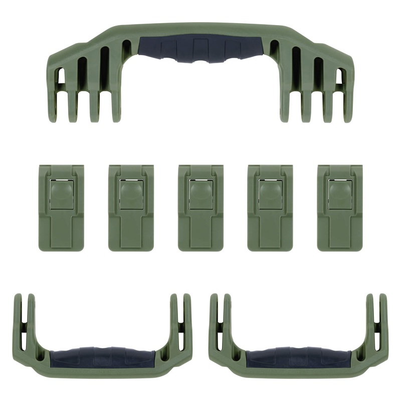 Pelican 1646 Air Replacement Handles & Latches, OD Green (Set of 3 Handles, 5 Latches)
