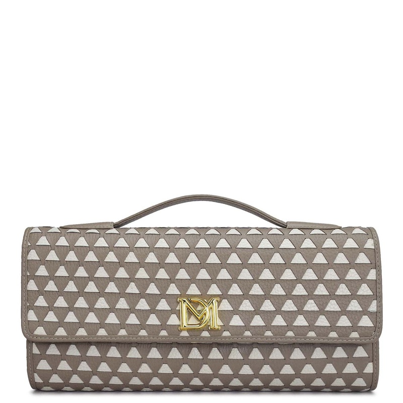 Small Mat Wax Leather Clutch - Greyish Taupe