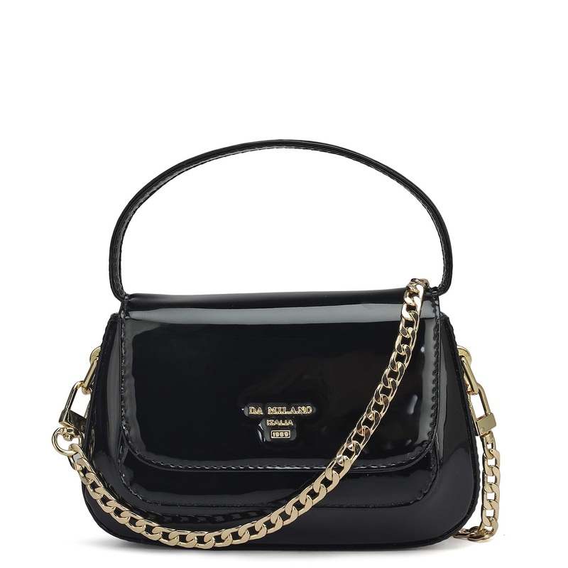 Small Patent Leather Satchel-Black