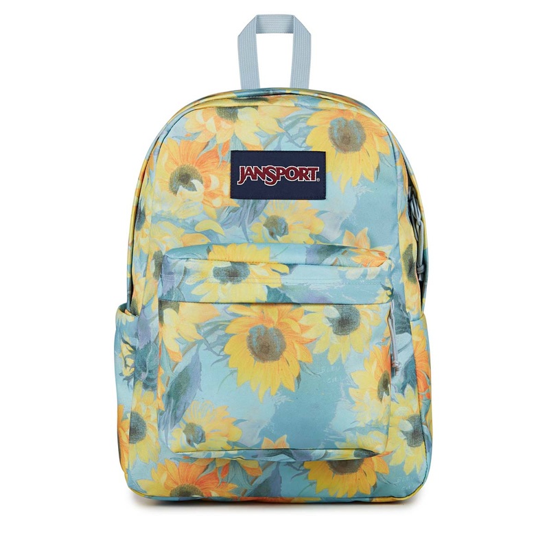 JanSport SuperBreak Plus Backpack - Surreal Sunflowers Blue Dusk